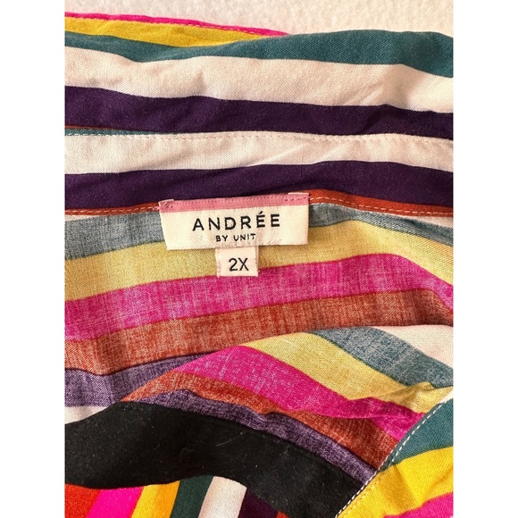 Andree by unit Multicolor Stripe Adjustable Sleeve Embroidery Back , 2x - Picture 5 of 13
